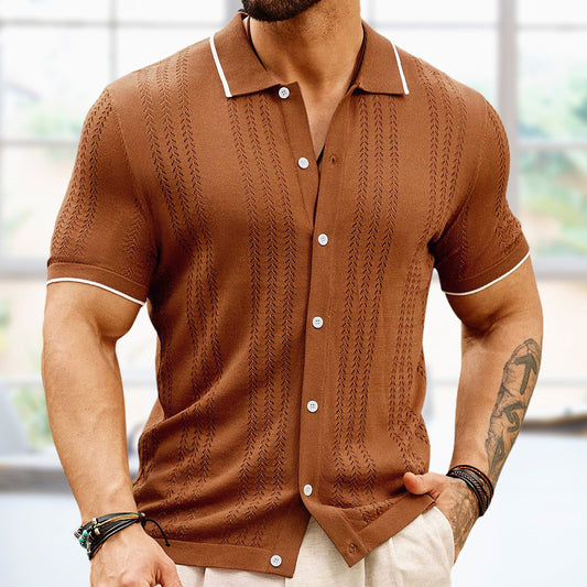 Polo Shirt Summer Button Lapel Top Fashion Business Men's