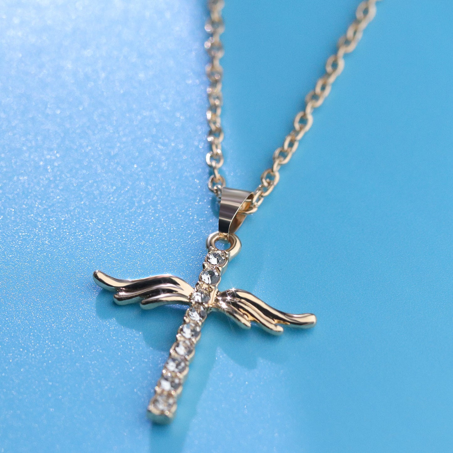 Angel Wings Cross Pendant Necklace For Woman