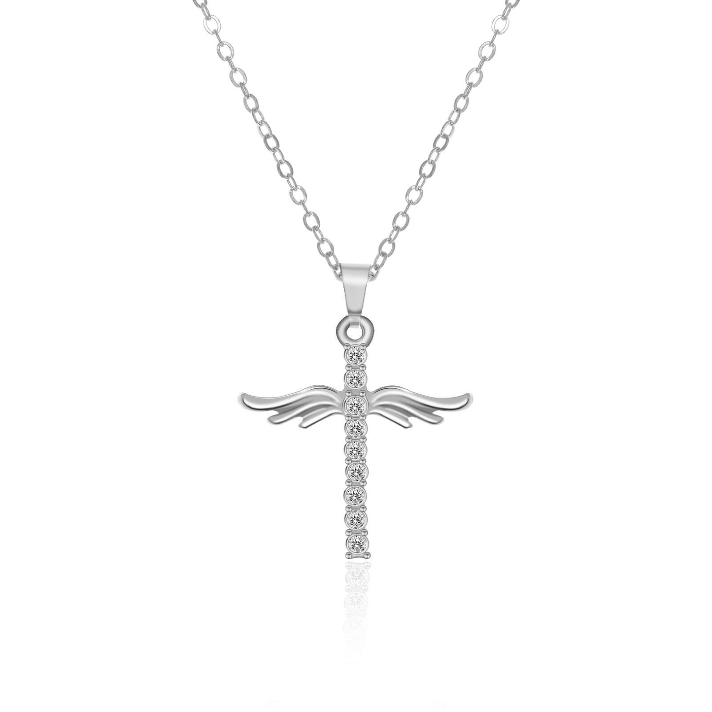 Angel Wings Cross Pendant Necklace For Woman