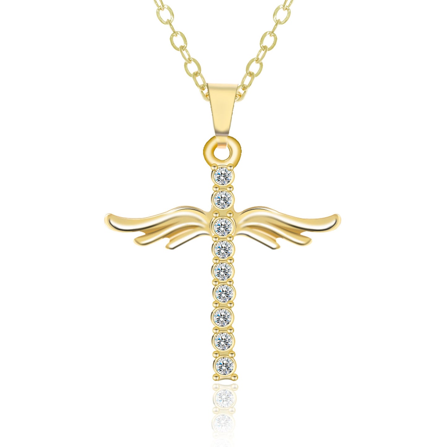 Angel Wings Cross Pendant Necklace For Woman